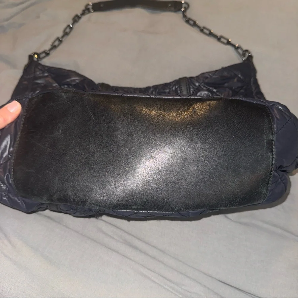 Tory Burch Alice Diamond Quilted Logo Hobo Bag Black Shoulder Handbag